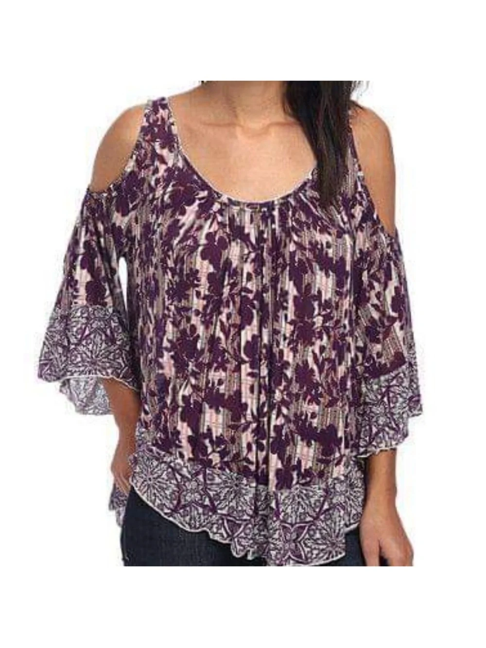 Free People Chloe Oversized Cold Shoulder Tunic Blouse Top Size Small NWT